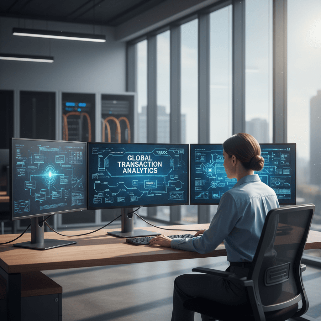 IT consultant reviewing merchant acquiring analytics