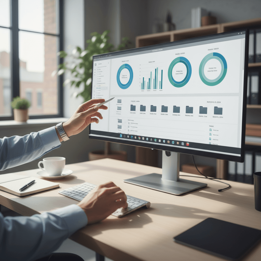 Business consultant reviewing routing advisory documentation